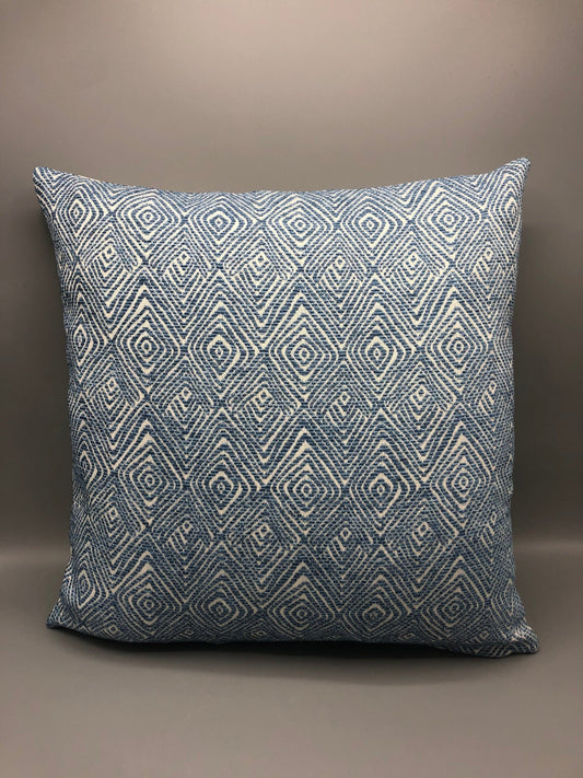 Contemporary handmade Geometric blue pattern pillow square 17” x 17” inches