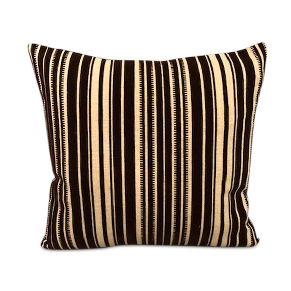 Handmade square pillow with high end cotton & velvet black/white geometric fabric 15” x 15” inches feather down insert.
