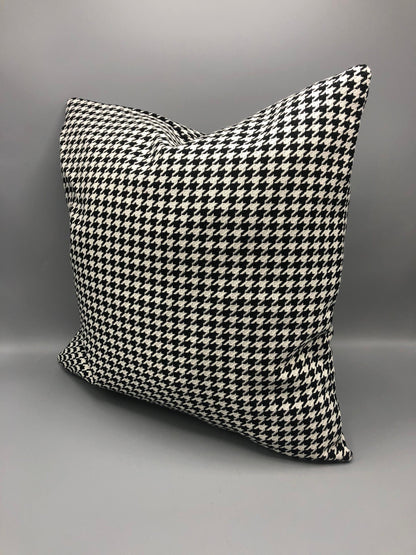 Contemporary handmade Black and white houndstooth pattern pillow square 17” x 17” inches