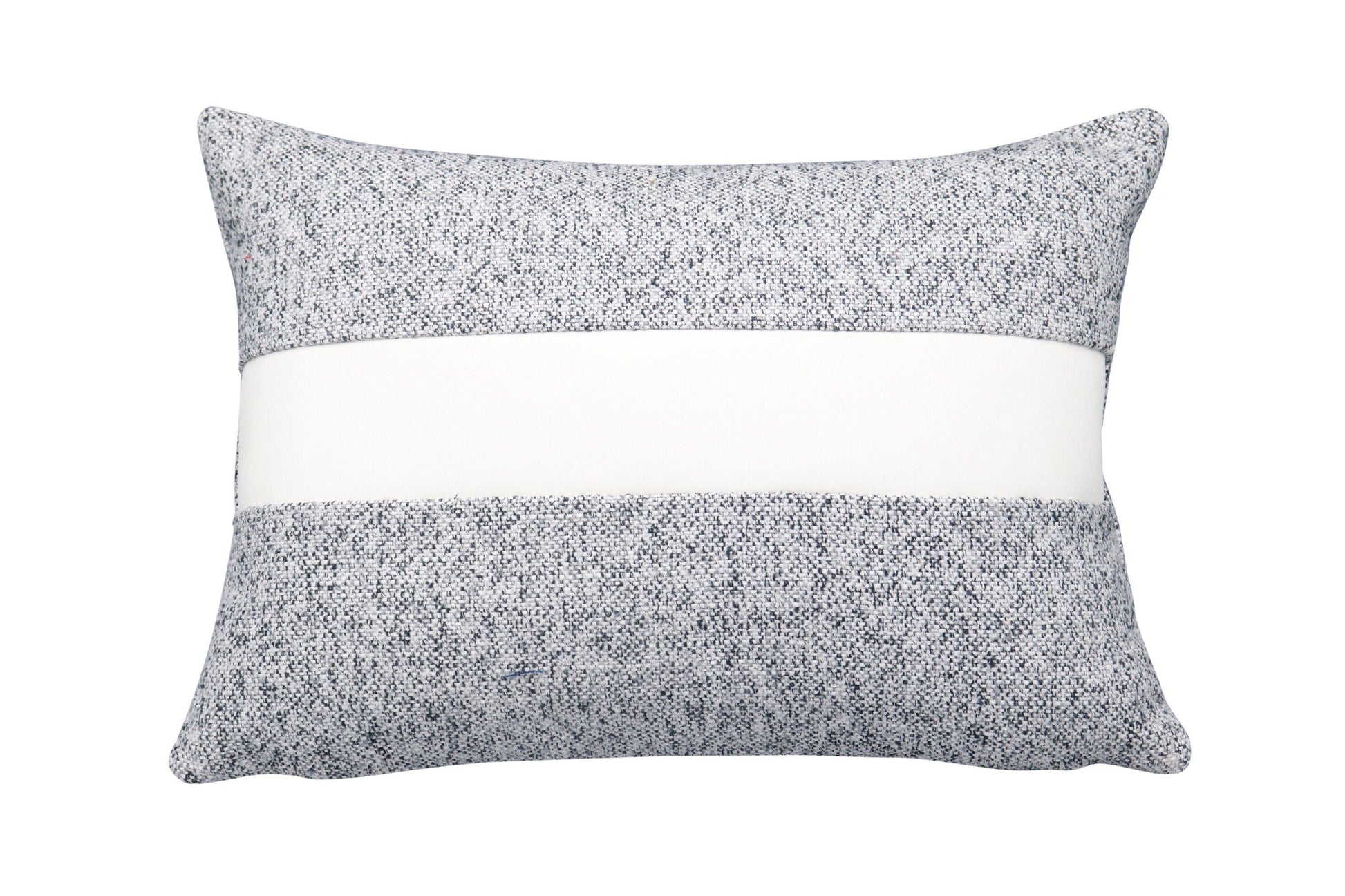 Handmade artisan lumber pillow gray wool with white Naugahyde stripe