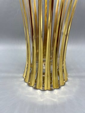 Murano Style Crystal Vase with Gold trims