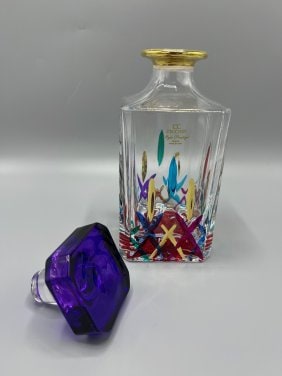 Stunning Murano Style Multi-Color Decanter with Purple top by Zecchin