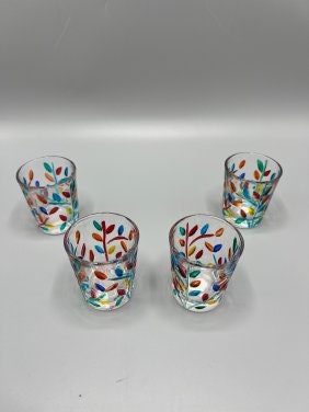 Murano Style Multi-Color Shot Glasses "Laurus" by Zecchin (set of 4)