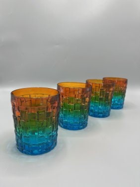 Murano Style Mult-Color Glasses by Zecchin (set of 4)