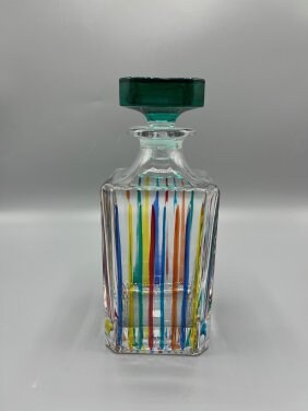 Murano Style Multi-Color Glass Decanter