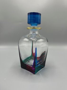 Murano Style Decanter Multi Color with Gold trim by Zecchin