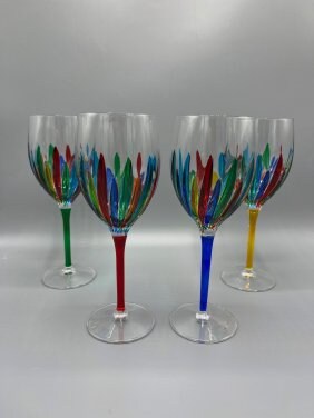 Murano Style Multi-Color Wine Glass