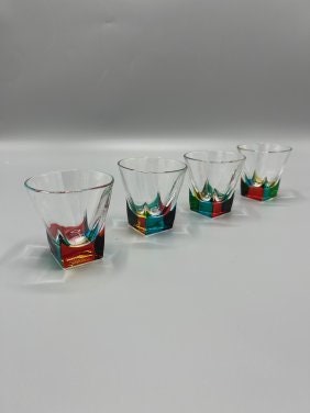 Murano Style Shot Glasses Multi Color by Zecchin (set of 4)