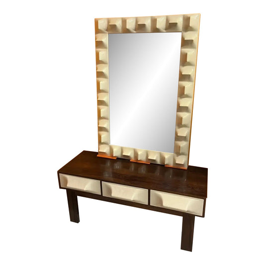 Mid-Century Rosewood console with wall mirror