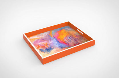 Lacquer tray featured Artist Bruce Mishell titled "The Other Side"