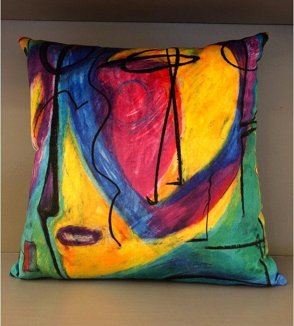 Modern Handmade “Bruce Mishell” Print Velvet Pillow