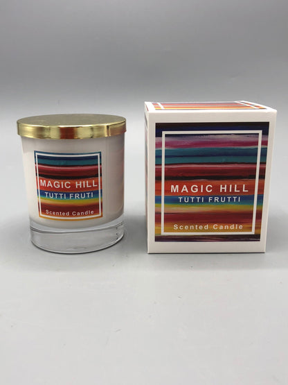 Hand poured coconut wax TUTTI FRUITI Scented Candle by Magic Hill