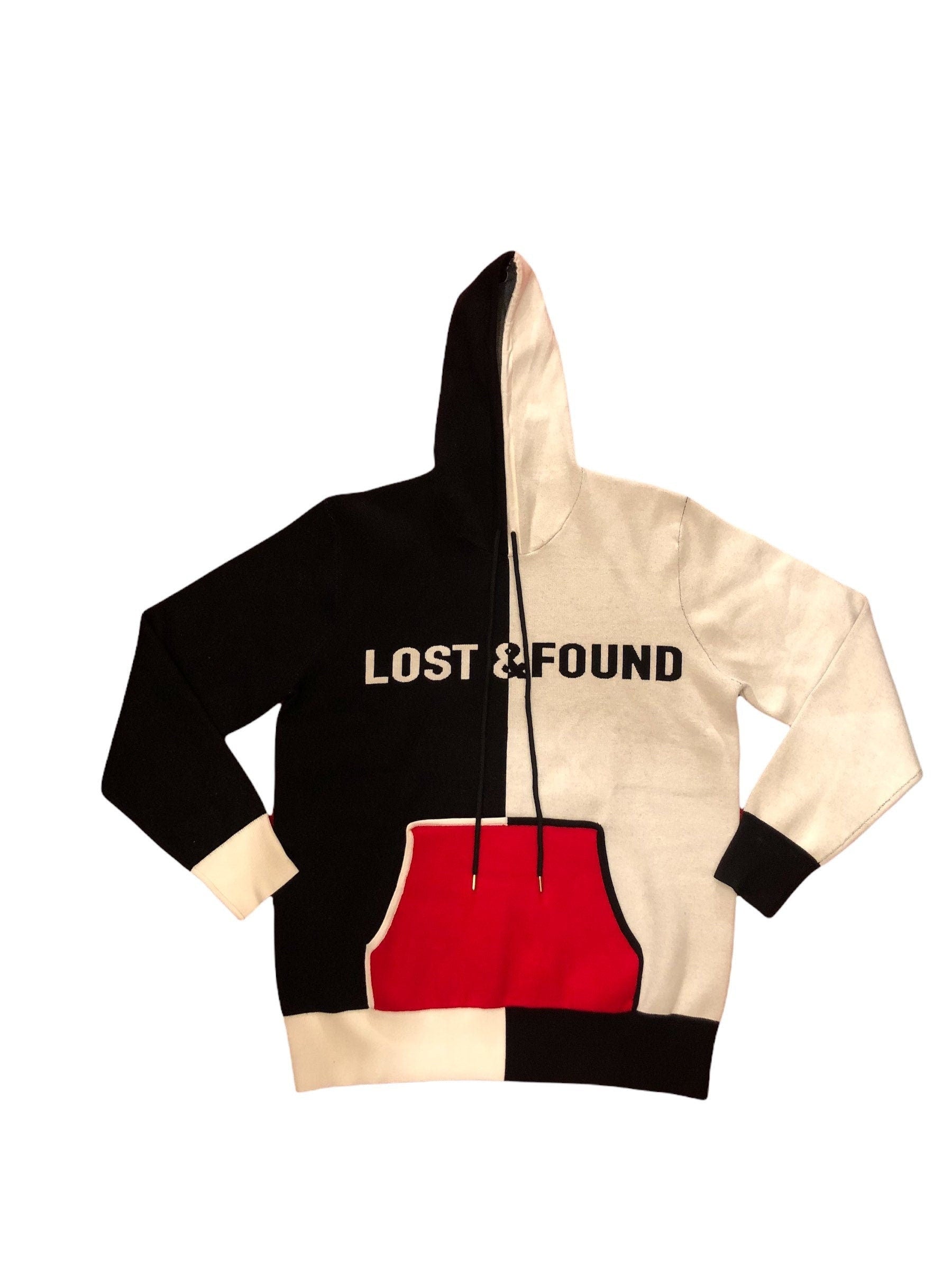 Lost and Found Black & White hoodie sweater with pockets 100% cotton. NOT AVAILABLE BACKORDER