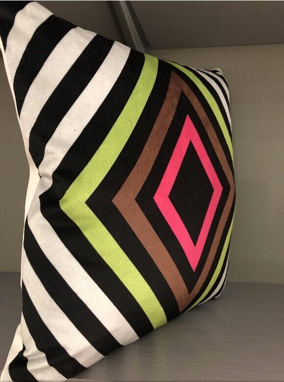 Contemporary Geometric Print Velvet Pillow