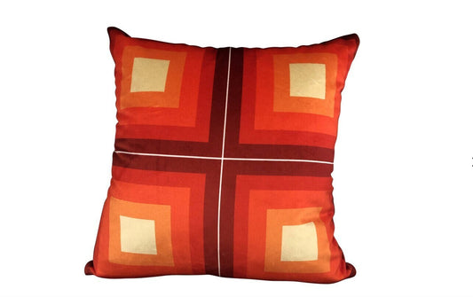 Contemporary Handmade Orange Velvet Geometric Pillow