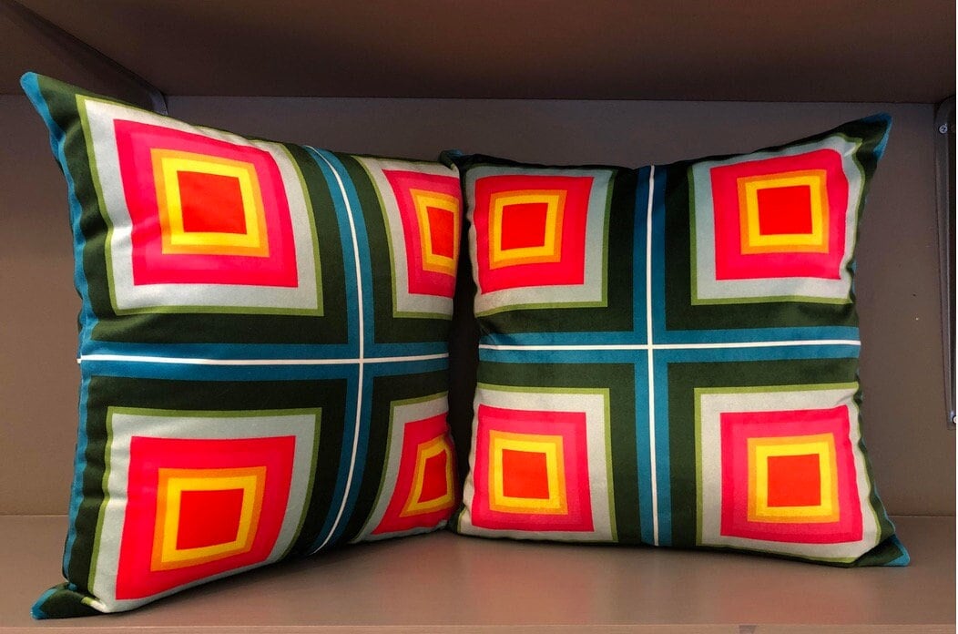 Modern Handmade Velvet Geometric Pattern Pillow