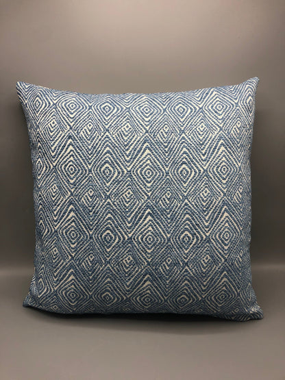 Contemporary handmade Geometric blue pattern pillow square 17” x 17” inches