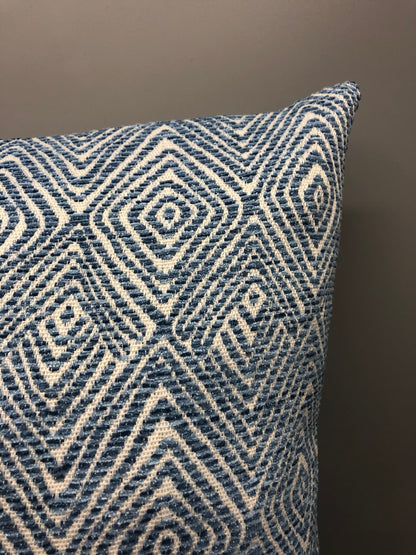 Contemporary handmade Geometric blue pattern pillow square 17” x 17” inches