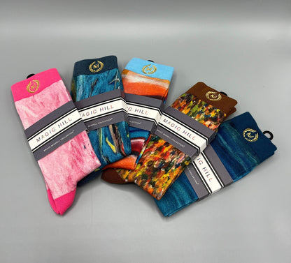 Bruce Mishell’s “The Birds” Casual Sock 100% cotton perfect for the summer or winter. Feels great on the skin.