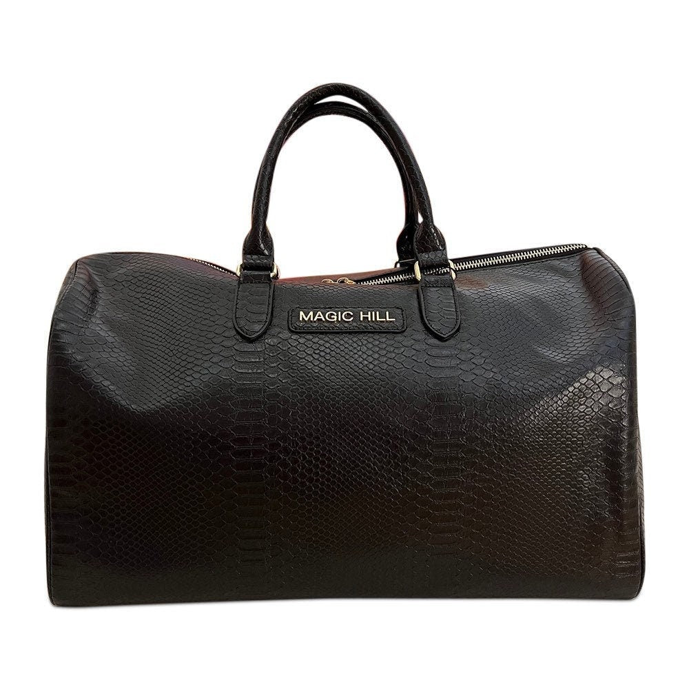 Black Payton pattern Duffel bag Designed by MAGIC HILL Mercantile Vegan Grade A Leather