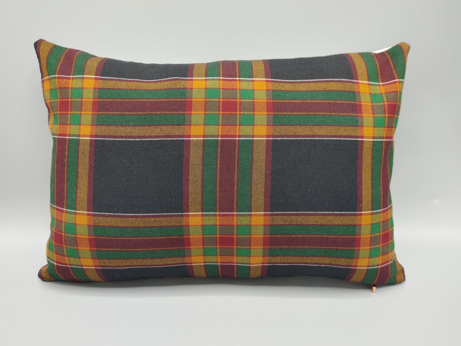 Custom Handmade Plaid Decorative Lumbar Throw Pillow