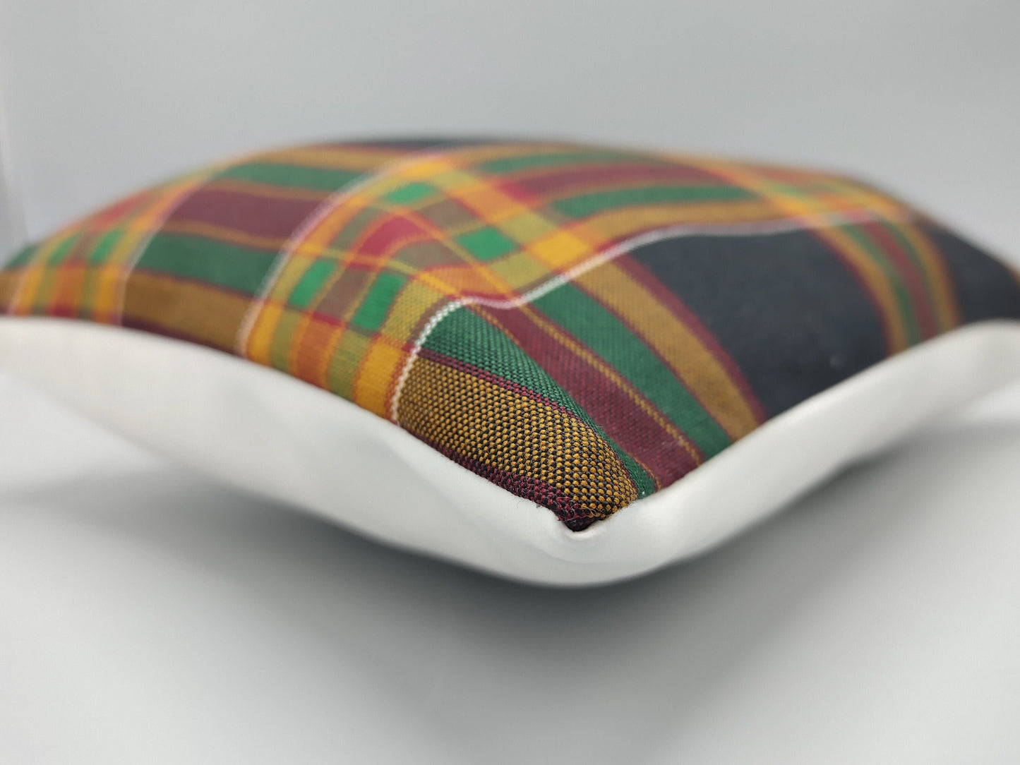 Custom Handmade Plaid Decorative Lumbar Throw Pillow