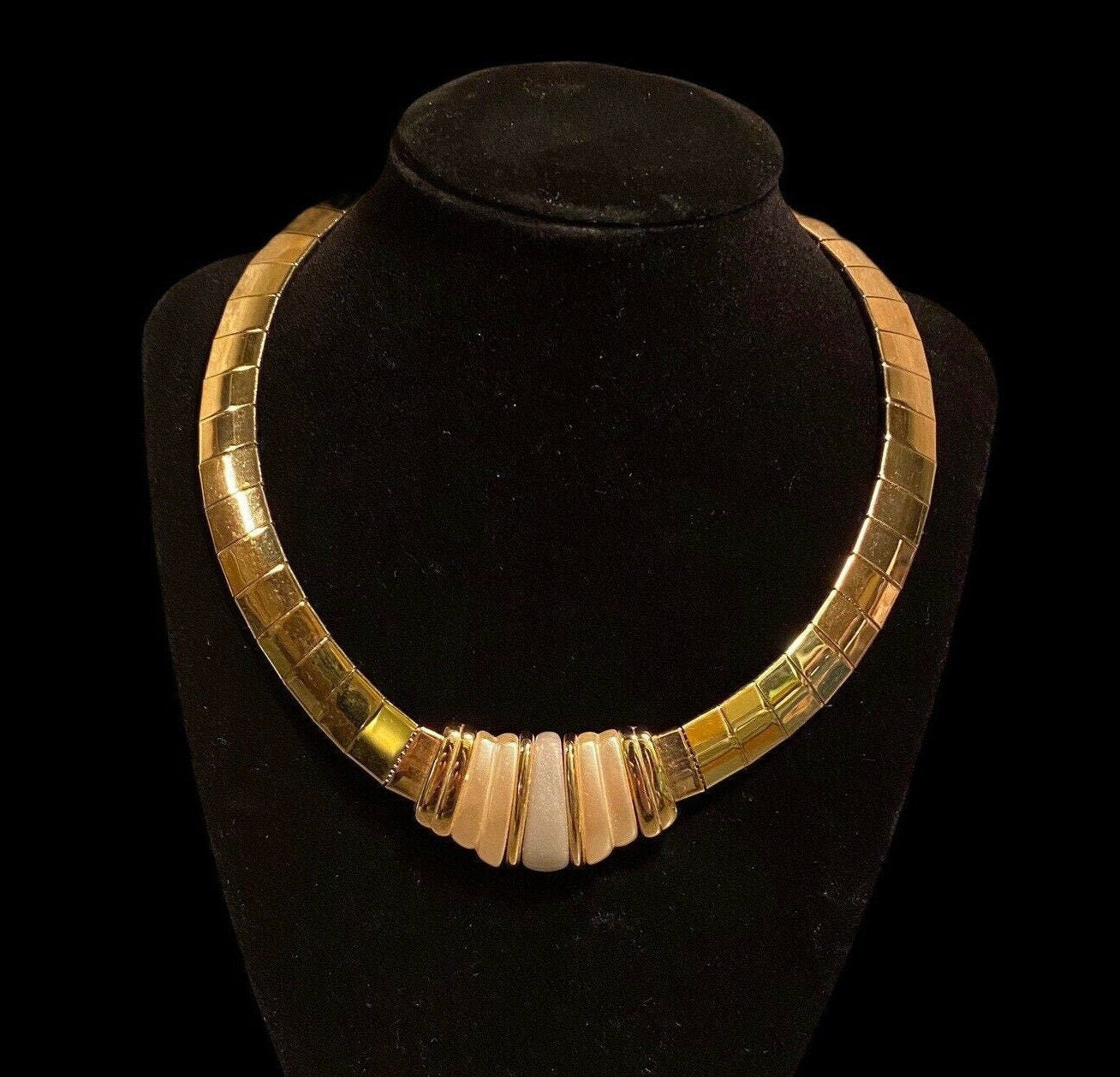 Vintage Signed Napier Cleopatra Gold Statement Choker With Resin Art Deco Style