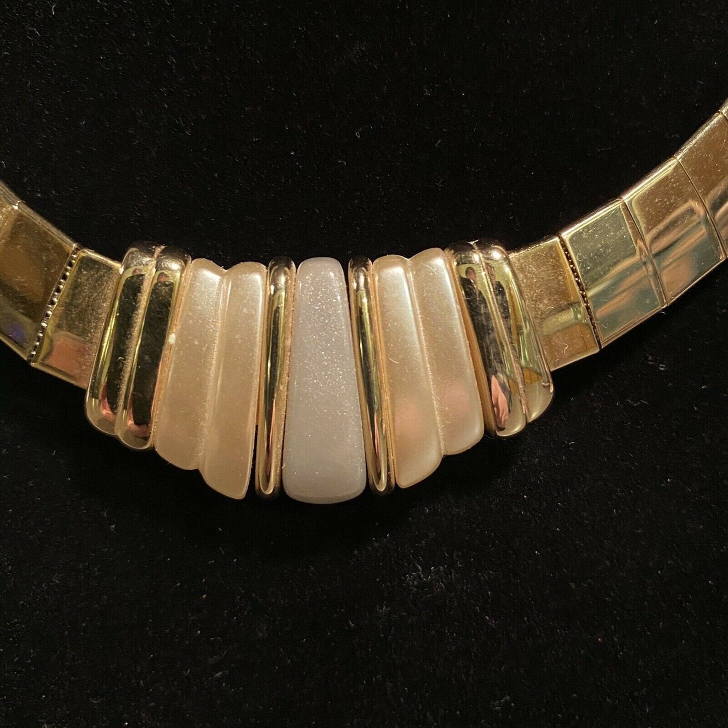 Vintage Signed Napier Cleopatra Gold Statement Choker With Resin Art Deco Style