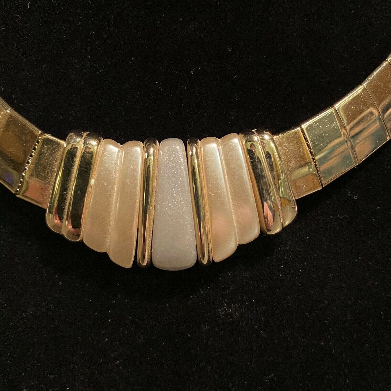 Vintage Signed Napier Cleopatra Gold Statement Choker With Resin Art Deco Style