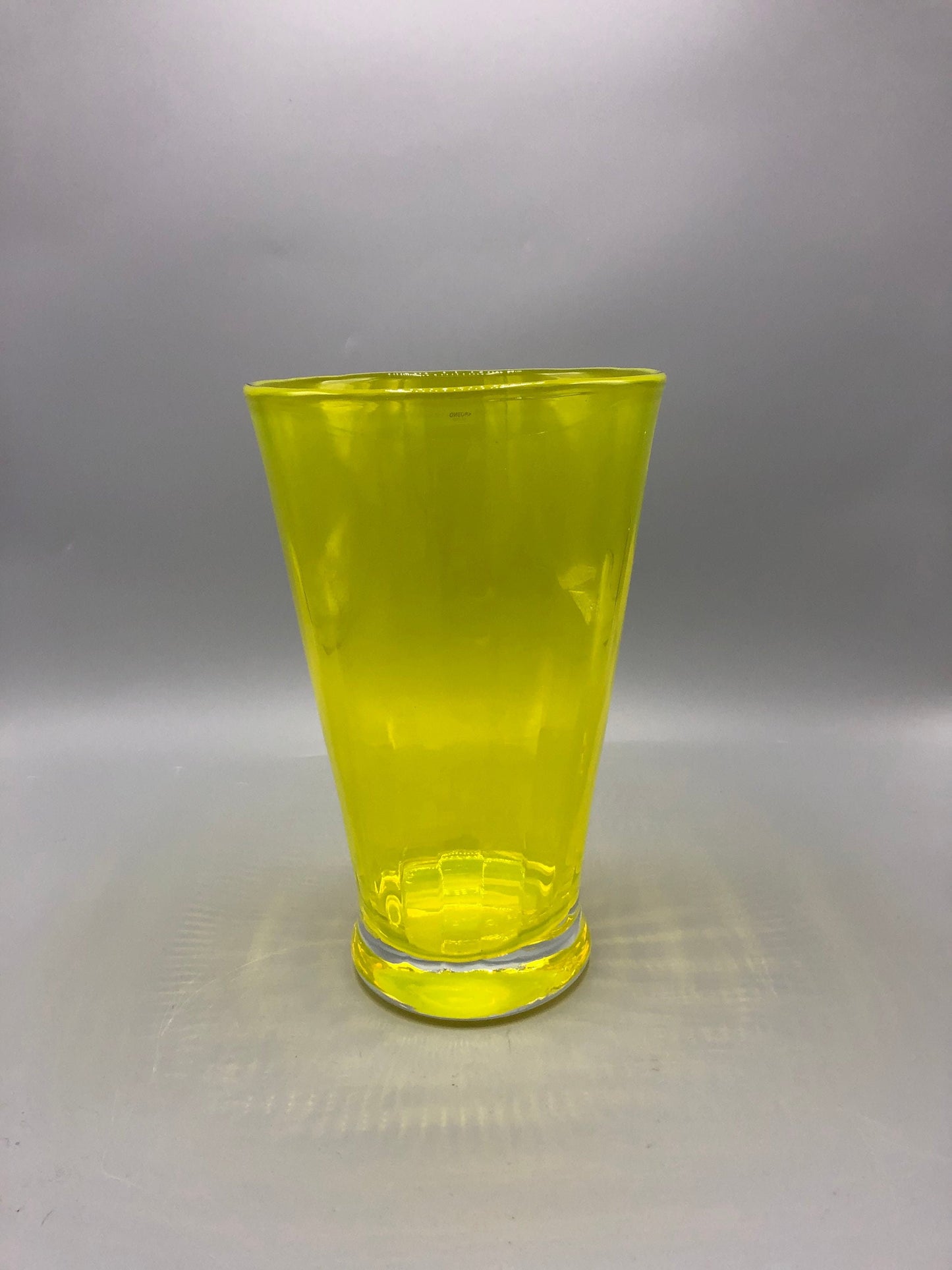 Mid century hand blown yellow vase glass made by “Krosno” Poland