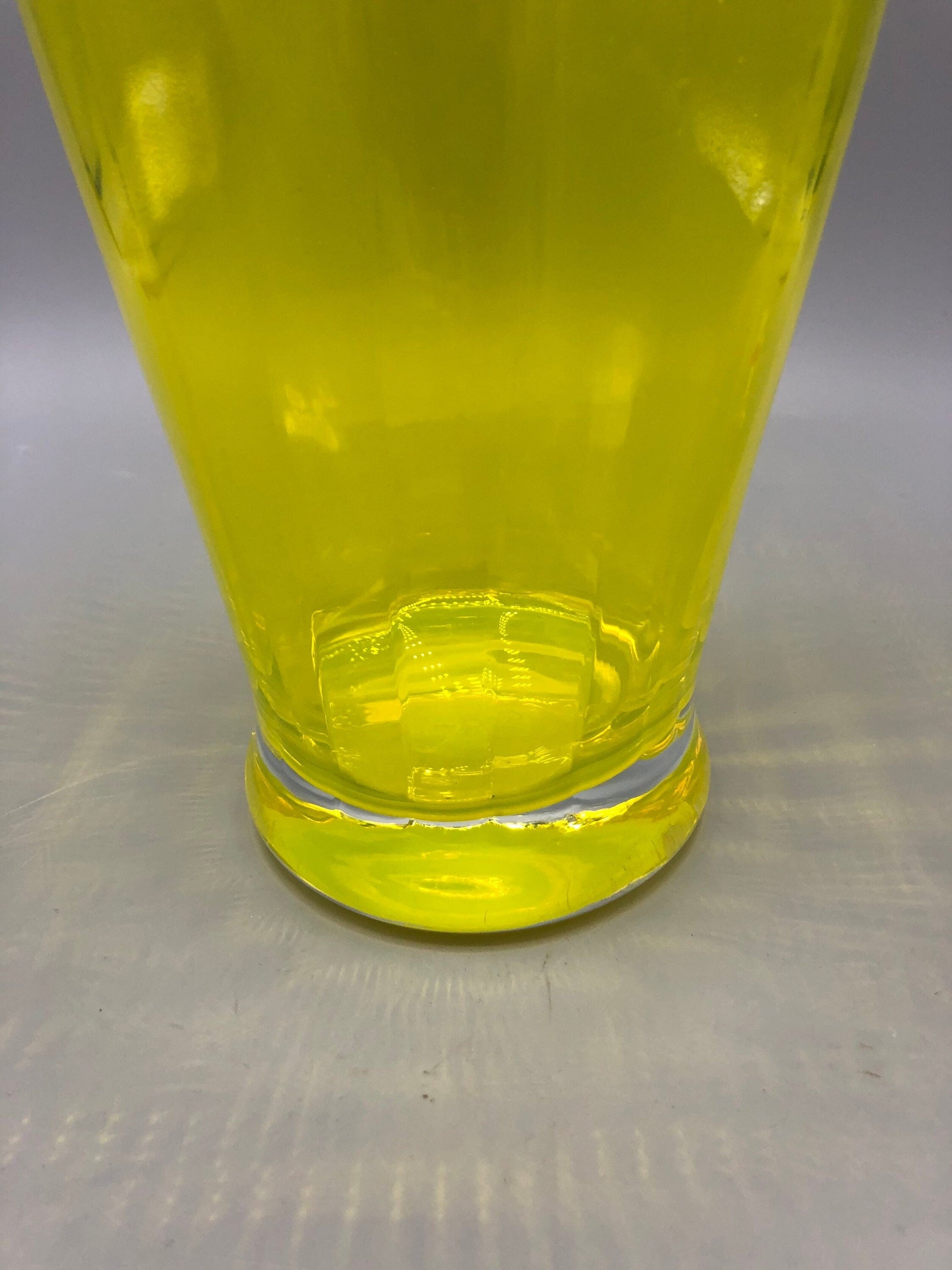 Mid century hand blown yellow vase glass made by “Krosno” Poland