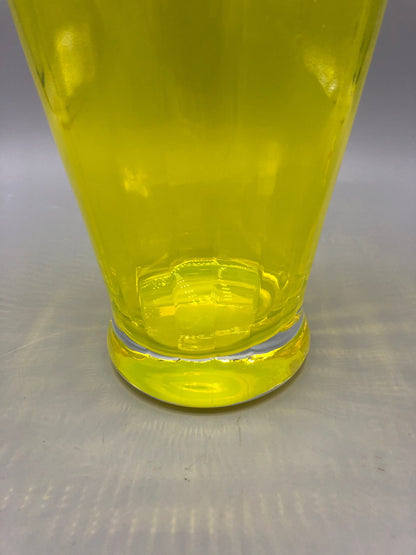 Mid century hand blown yellow vase glass made by “Krosno” Poland