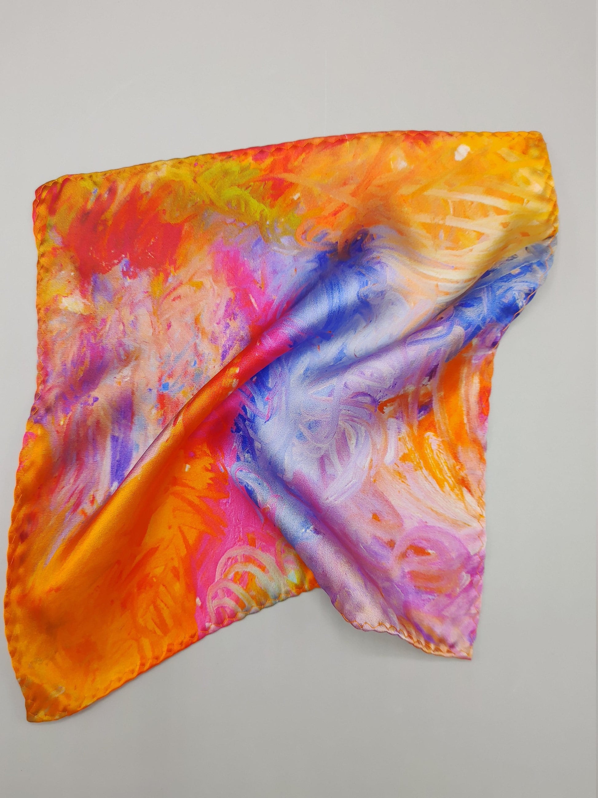 100% Silk handkerchief scarf pocket square art print inspired by Bruce Mishell