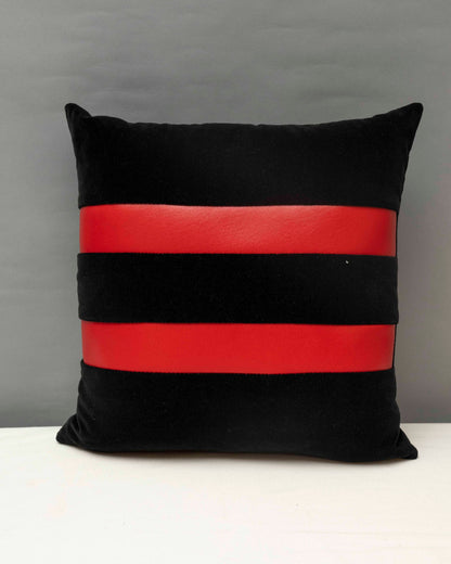 Black velvet geometric handmade pillow 16 x 16” inches