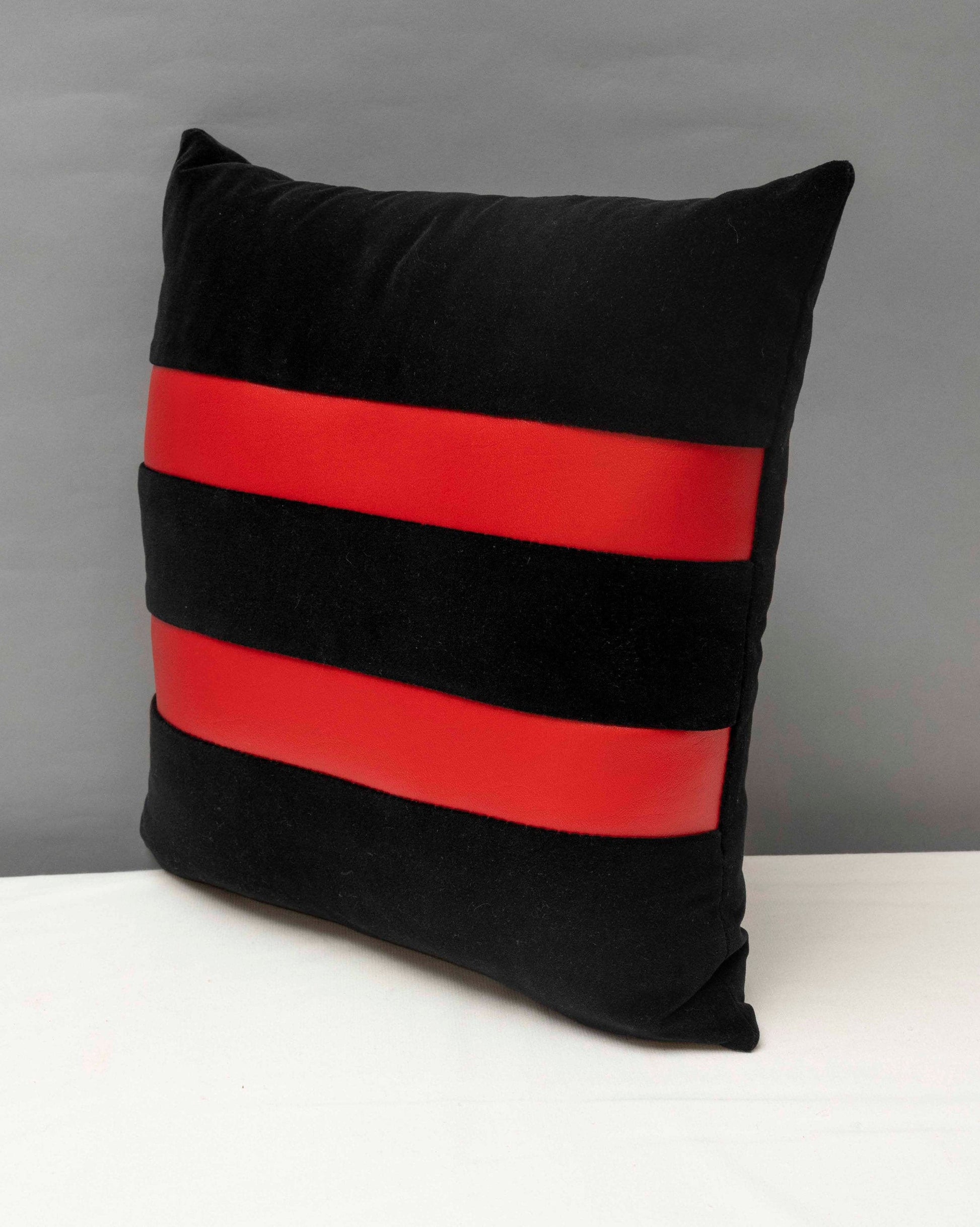 Black velvet geometric handmade pillow 16 x 16” inches