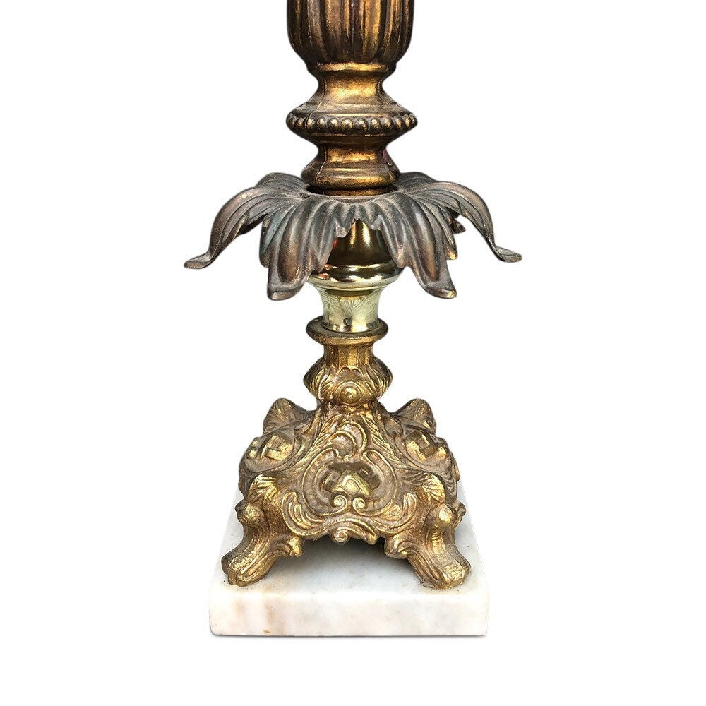 Hollywood Regency marble and brass candleholders sticks Italian