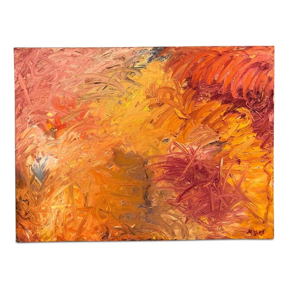 Original Contemporary abstract multicolored oil on canvas by “Bruce Mishell” “My Only Sunshine” Signed.