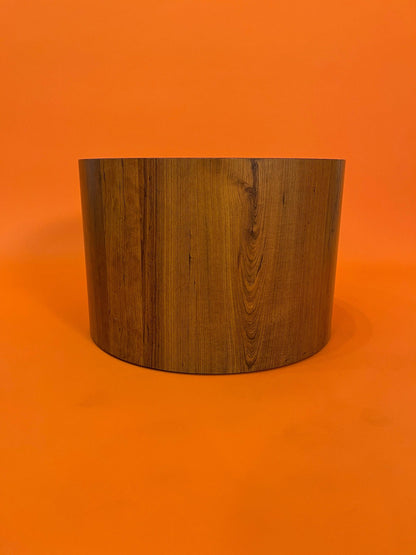 Mid century teak circle drum shaped coffee table end table 1970s Circa