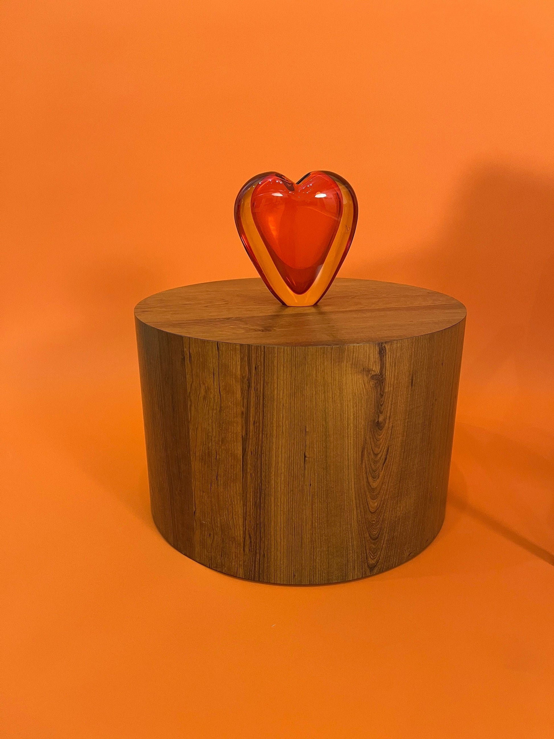 Mid century teak circle drum shaped coffee table end table 1970s Circa