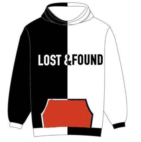 Lost and Found Black & White hoodie sweater with pockets 100% cotton. NOT AVAILABLE BACKORDER