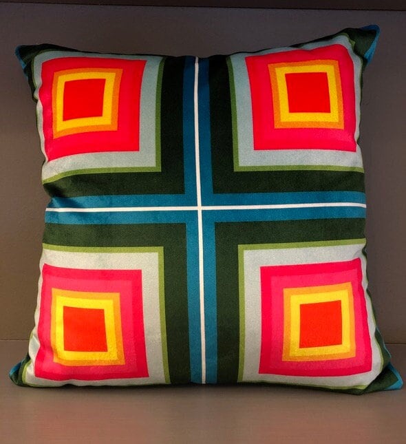 Modern Handmade Velvet Geometric Pattern Pillow