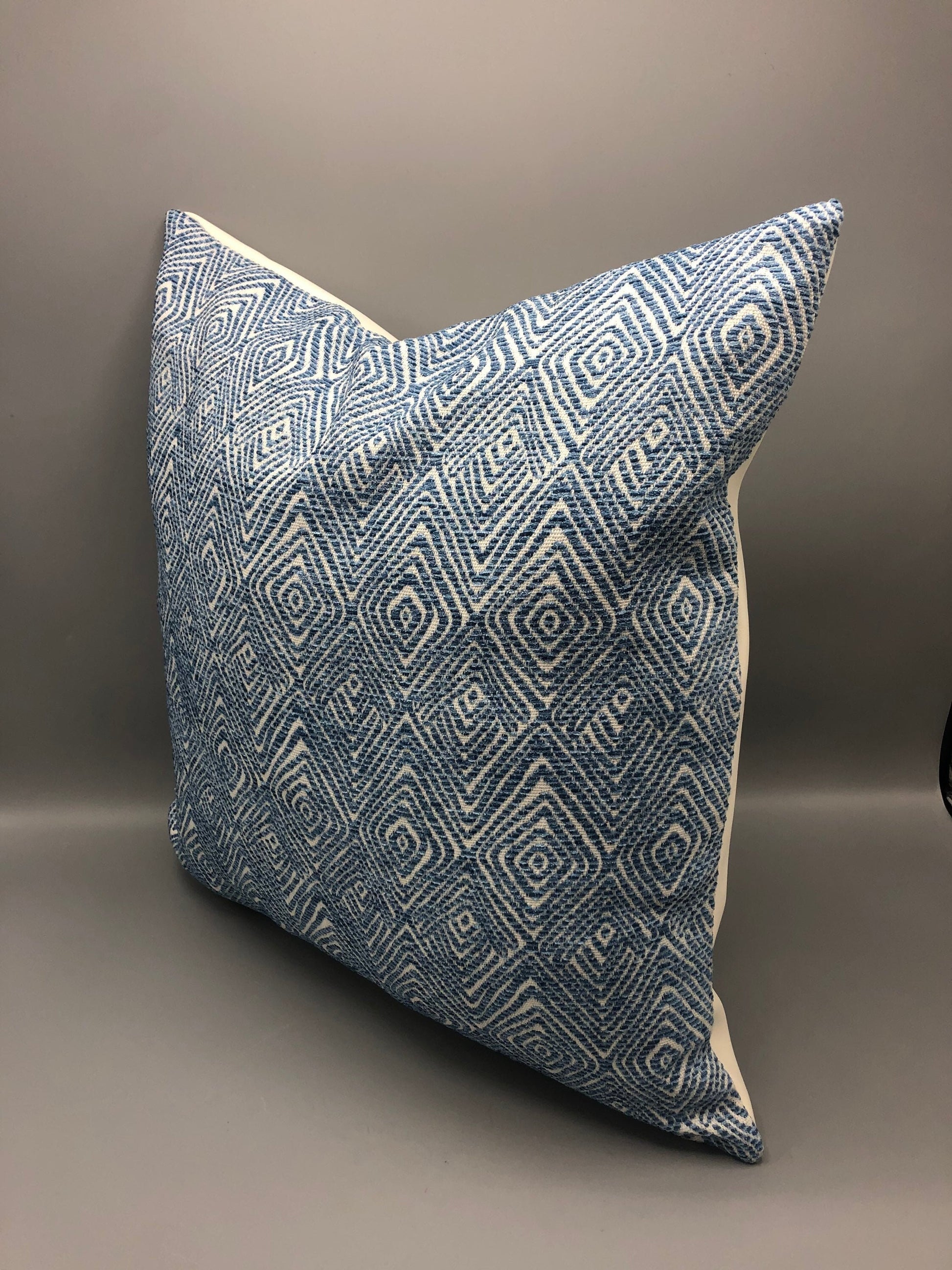 Contemporary handmade Geometric blue pattern pillow square 17” x 17” inches