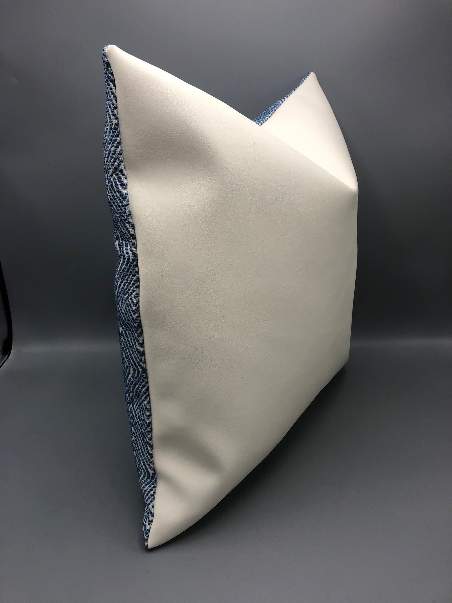 Contemporary handmade Geometric blue pattern pillow square 17” x 17” inches