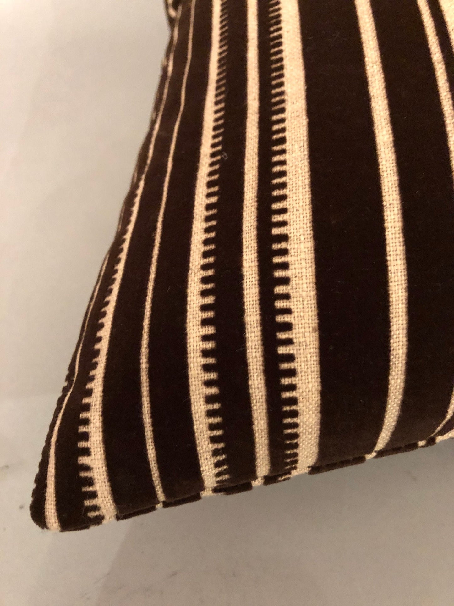 Handmade square pillow with high end cotton & velvet black/white geometric fabric 15” x 15” inches feather down insert.