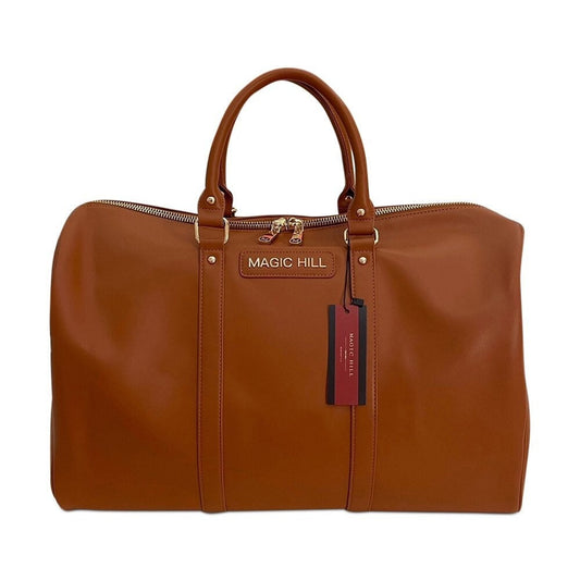 Brown Duffel bag Designed by MAGIC HILL Mercantile vegan Grade A Leather