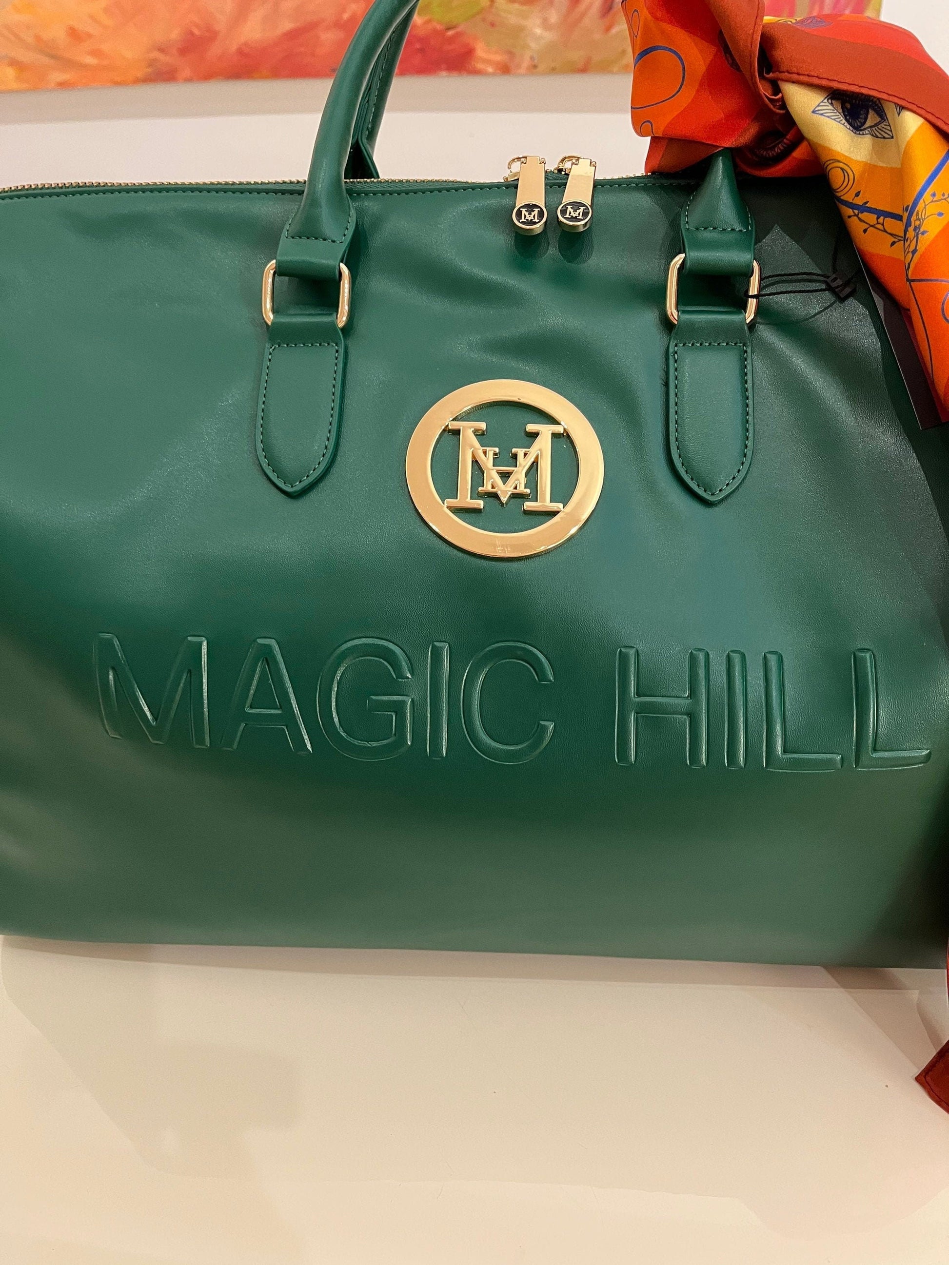 Duffel Green bag designed by MAGIC HILL Mercantile Vefan Grade A Leather