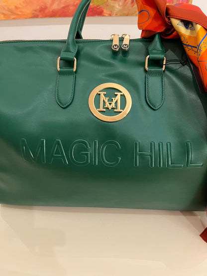 Duffel Green bag designed by MAGIC HILL Mercantile Vefan Grade A Leather