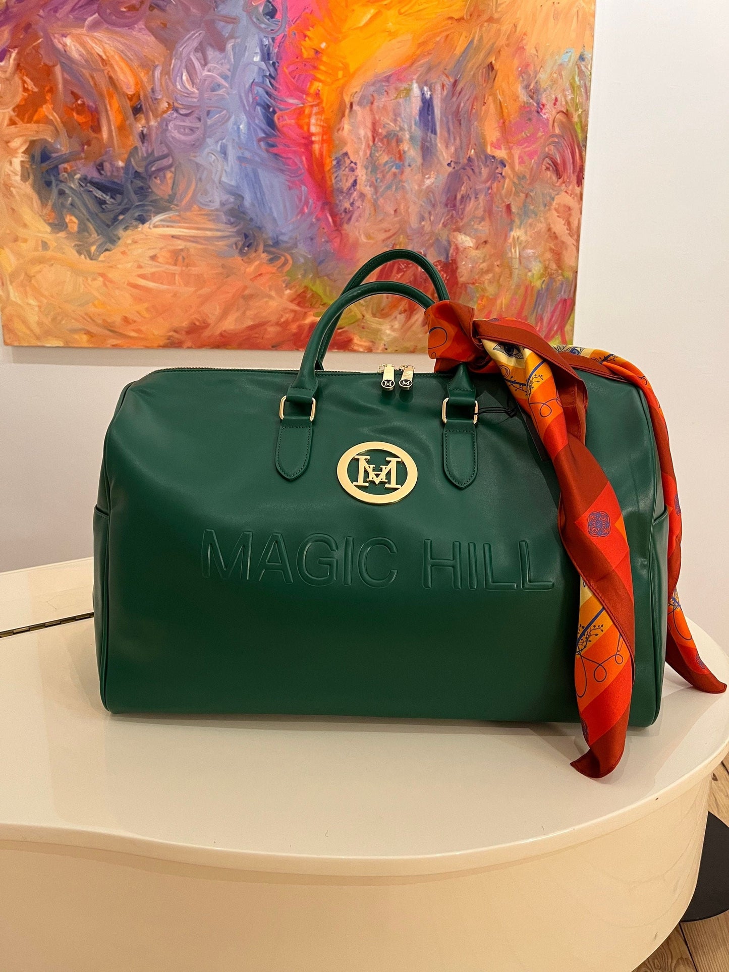 Duffel Green bag designed by MAGIC HILL Mercantile Vefan Grade A Leather