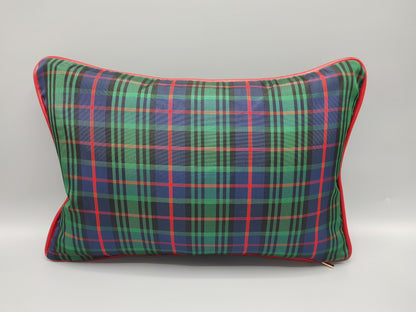 Custom Handmade Green Plaid Decorative Lumbar Throw Pillow