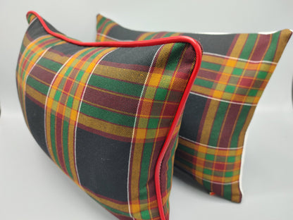 Custom Handmade Plaid Decorative Lumbar Throw Pillow